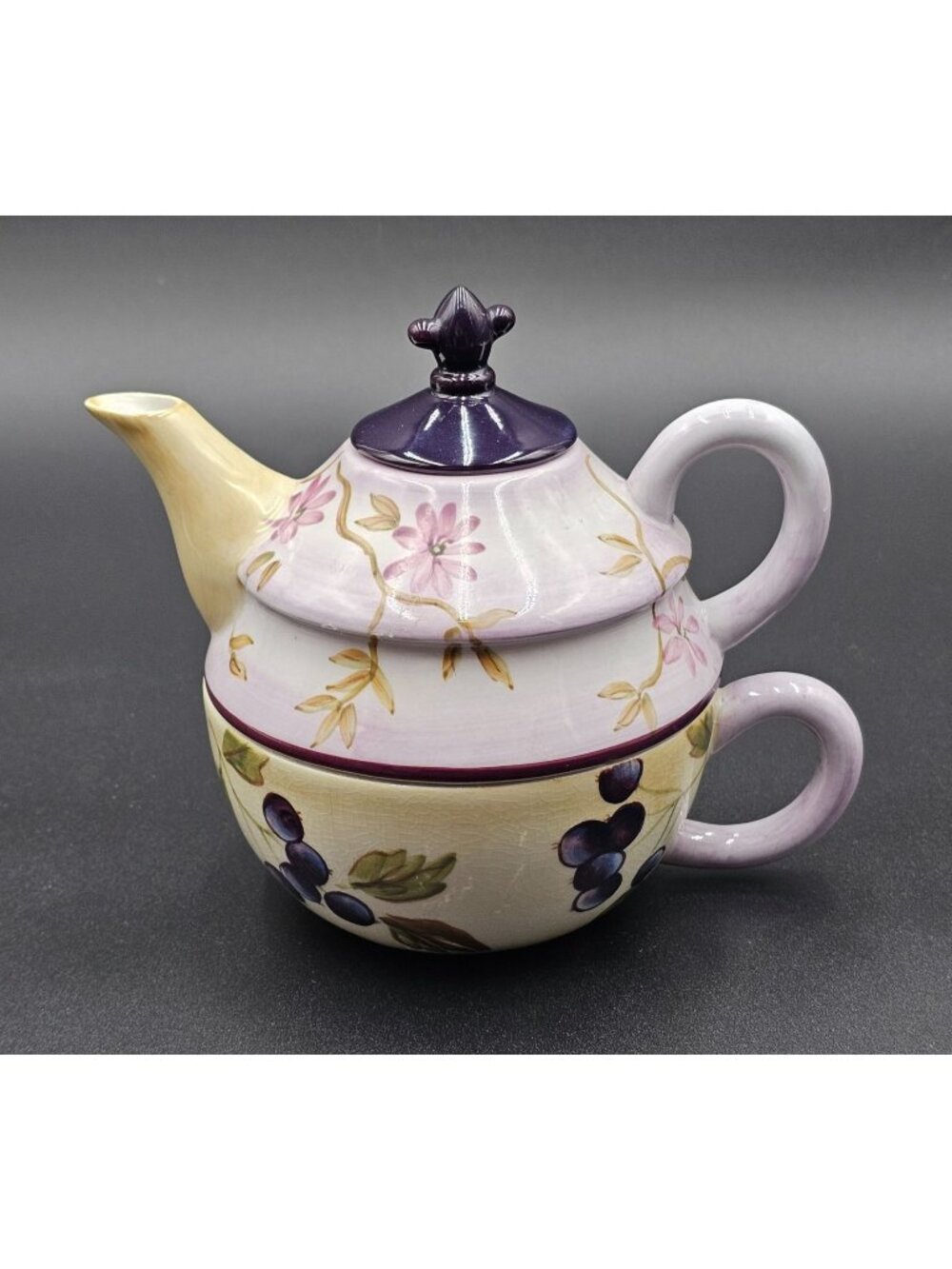 VTG Hand Painted Tracy Porter Tea For One Ceramic Teapot & Cup Set Floral Design